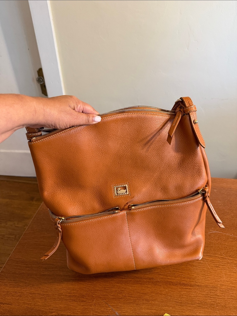 Dooney & Bourke Cognac Pebbled Leather Hobo Shoulder Bag – Fair / As Is